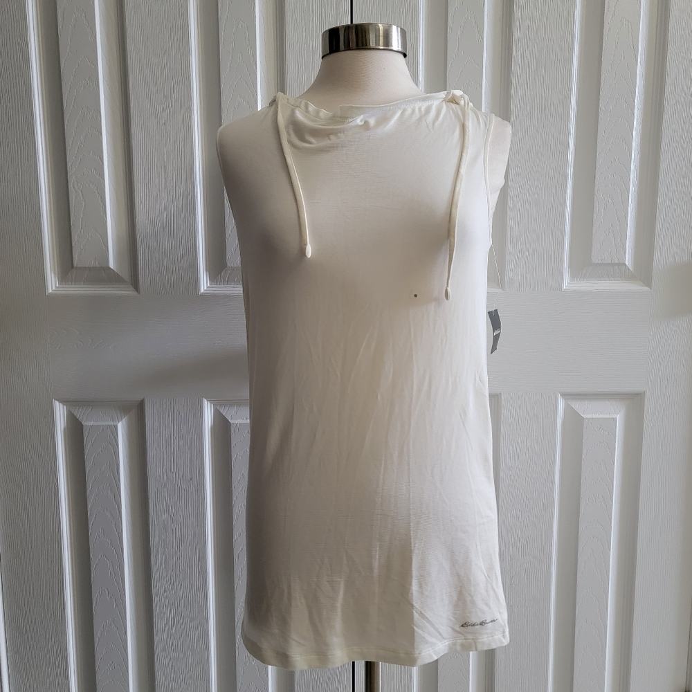 Eddie Bauer Post Workout Sleeveless Hoodie Snow White Women’s Small NWT
